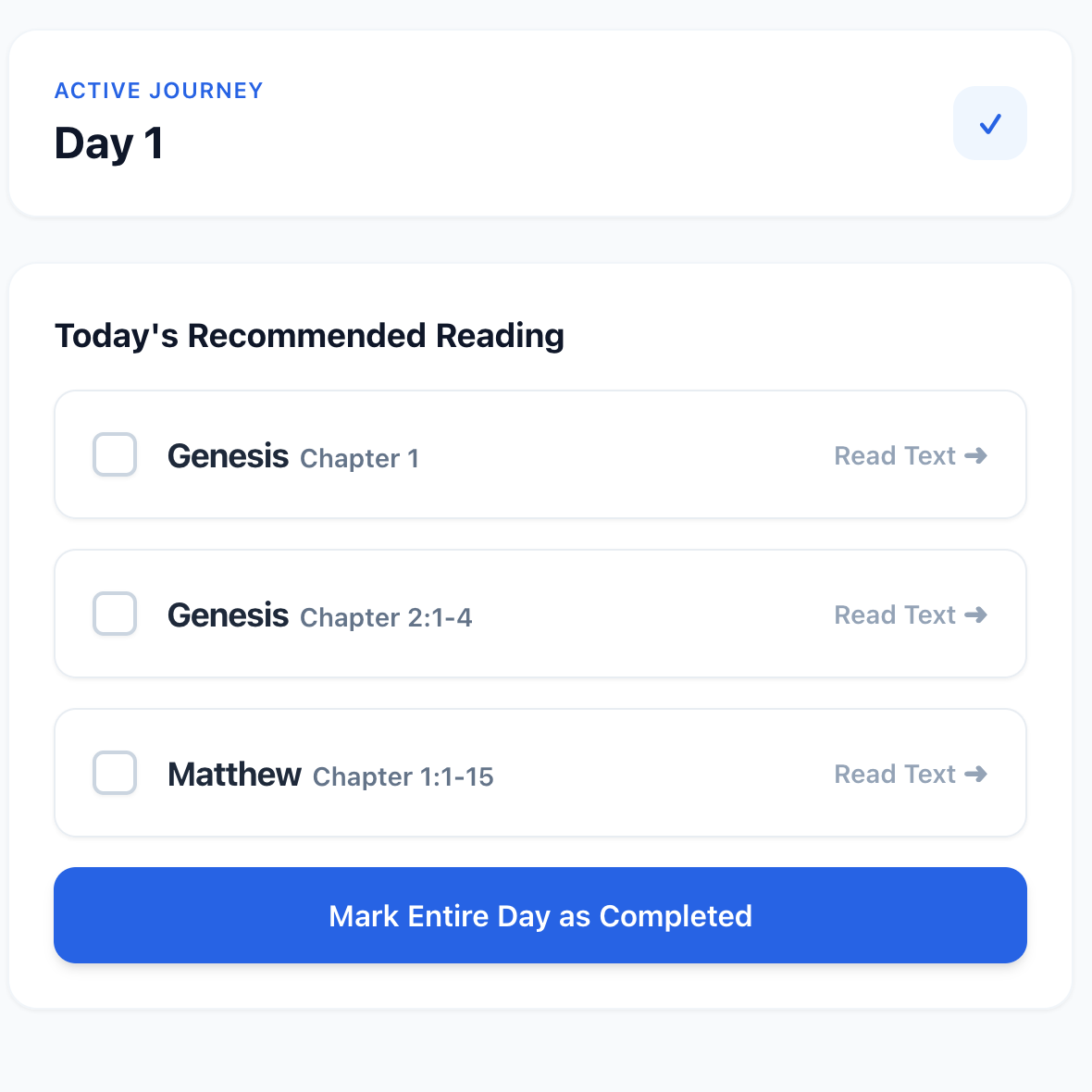Daily Reading Plan View